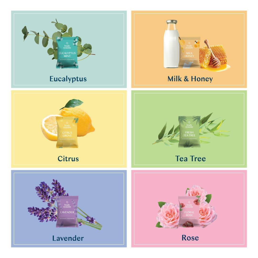Body Restore Body Restore Shower Steamers Aromatherapy 6 Pack - Easter Basket Stuffers, Relaxation Birthday Gifts for Mom, Dad, Best Friend, Travel Essentials, Stress Relief, Self Care - Variety