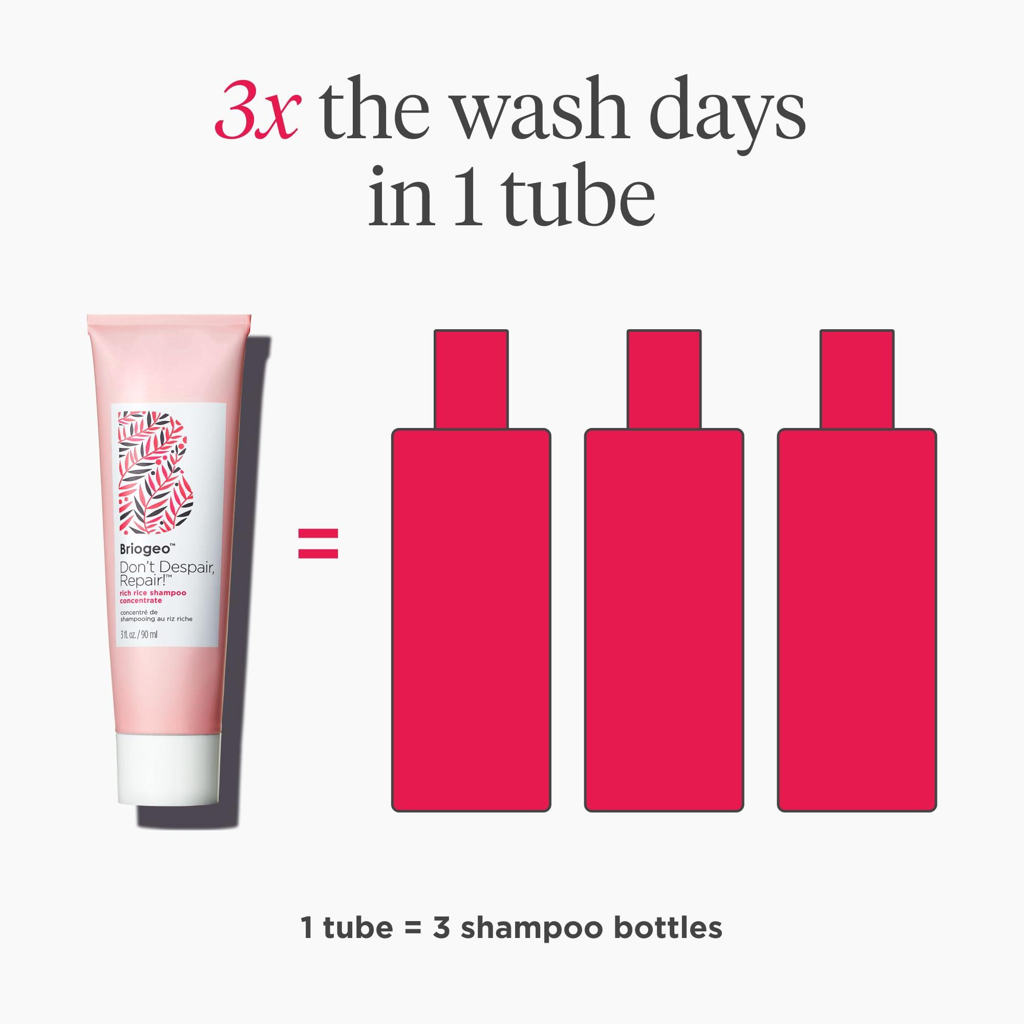 Briogeo Briogeo Don't Despair, Repair! Rich Rice Shampoo Concentrate, Protein Shampoo for Severely Damaged Hair, Water-Activated Concentrate Shampoo, Vegan, Cruelty-Free, 3 fl oz