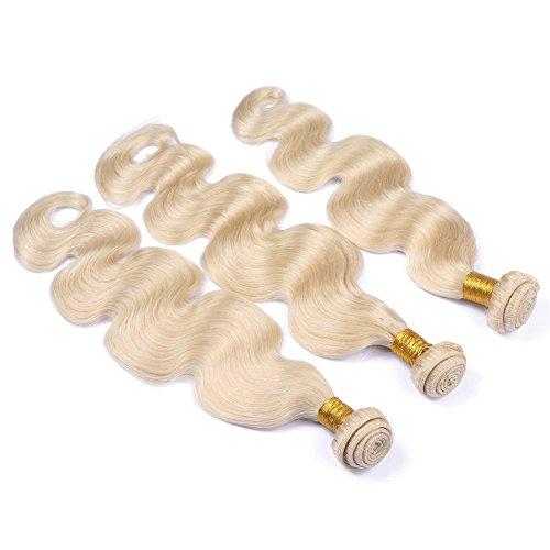 Tony beauty hair Tony Beauty Hair Russian Virgin Human Hair Bundles 3Pcs Blonde #613 Body Wave Wavy Hair Weaves Blonde Hair Extensions (16inch 16inch 16inch)