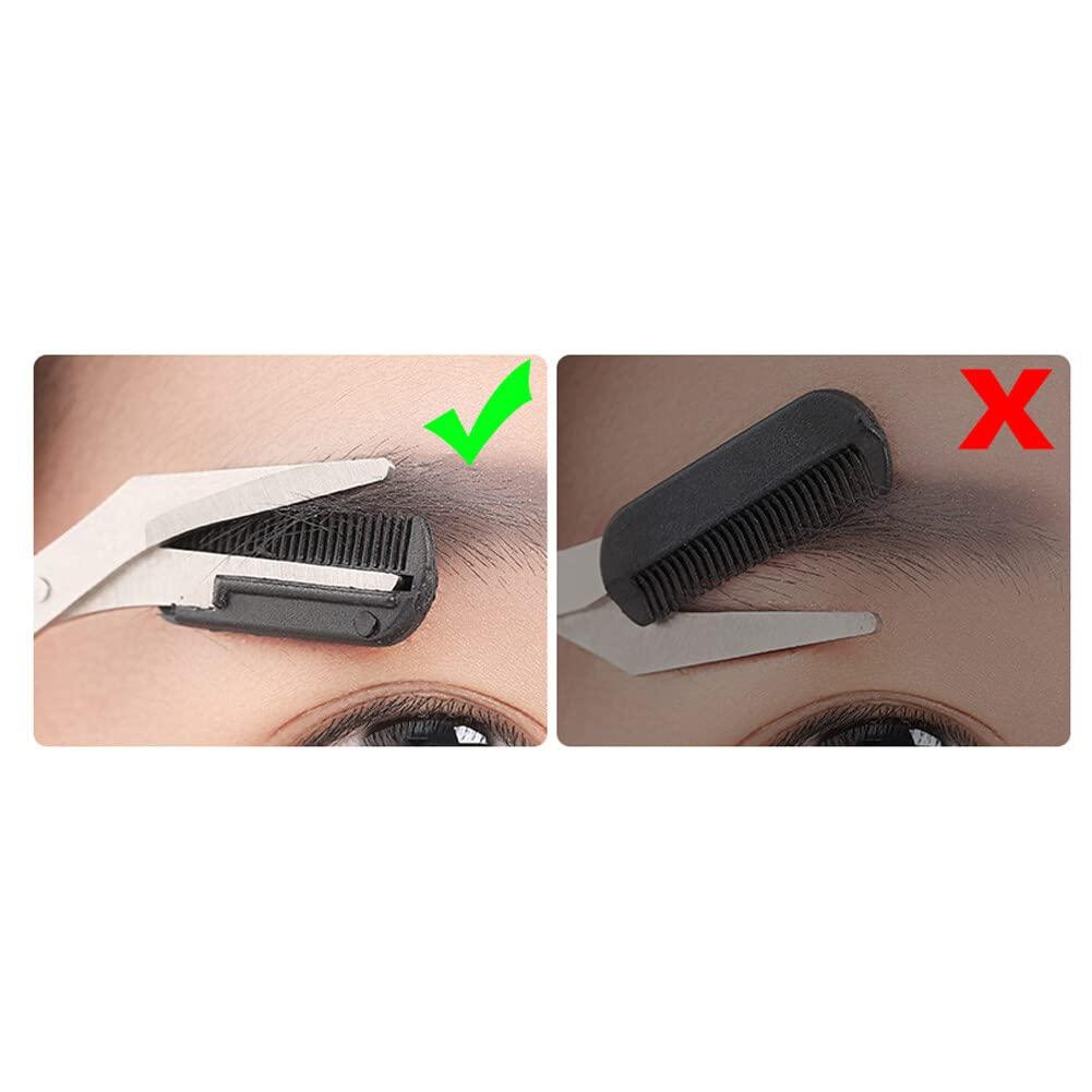 vipolish 1PCS Professional Precision Eyebrow Trimmer Men Eyebrow Shear Scissors With Comb and Non Slip Finger Grips Eyelash Hair Scissors Cutter Remover Tool Eyebrow Grooming Tool
