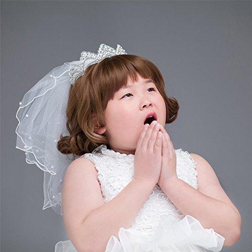 Aimeely Aimeely Lovely Short Wedding Veil for Girls Pearl Flower Girl Headpiece with Comb White