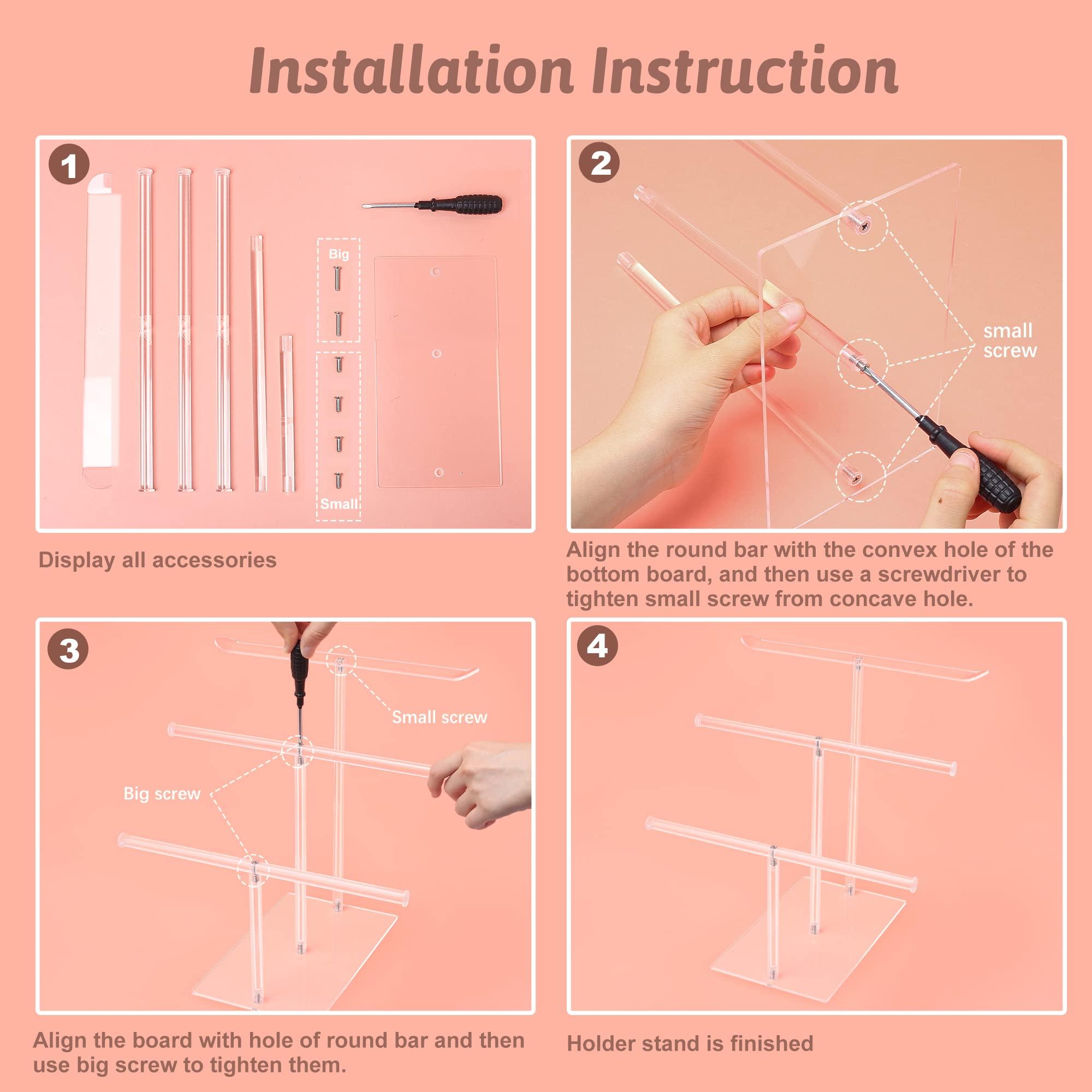 SMUK Acrylic Headband Holder Organizer Storage, 3-Tier Clear Scrunchie Holder Stand Hair Accessories Organizer Hair Tie Display Headband Stand for Women and Girls