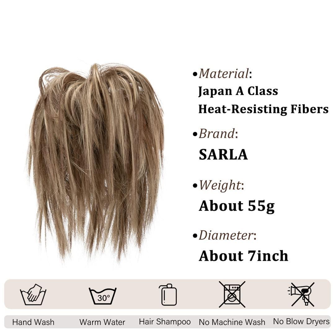 Generic Synthetic Fake Hair Messy Bun hair bun Elastic Flexible Band Scrunchy Scrunchie Curly Hairpiece Synthetic Extension Dark 1 PC