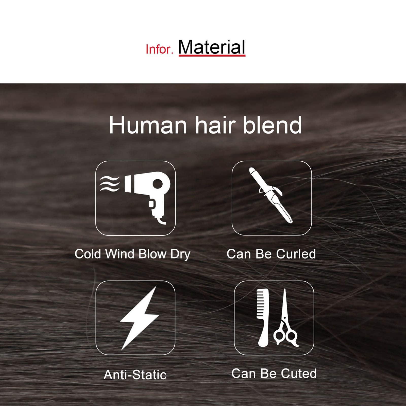 igennki igennki Full Wig Human Hair Blend Wigs Medium Sweet Curly Human Hair Wigs for Asian Women with Hair Loss IUM3C7H (Human Hair BlendMedical Base) (C9 Brown)