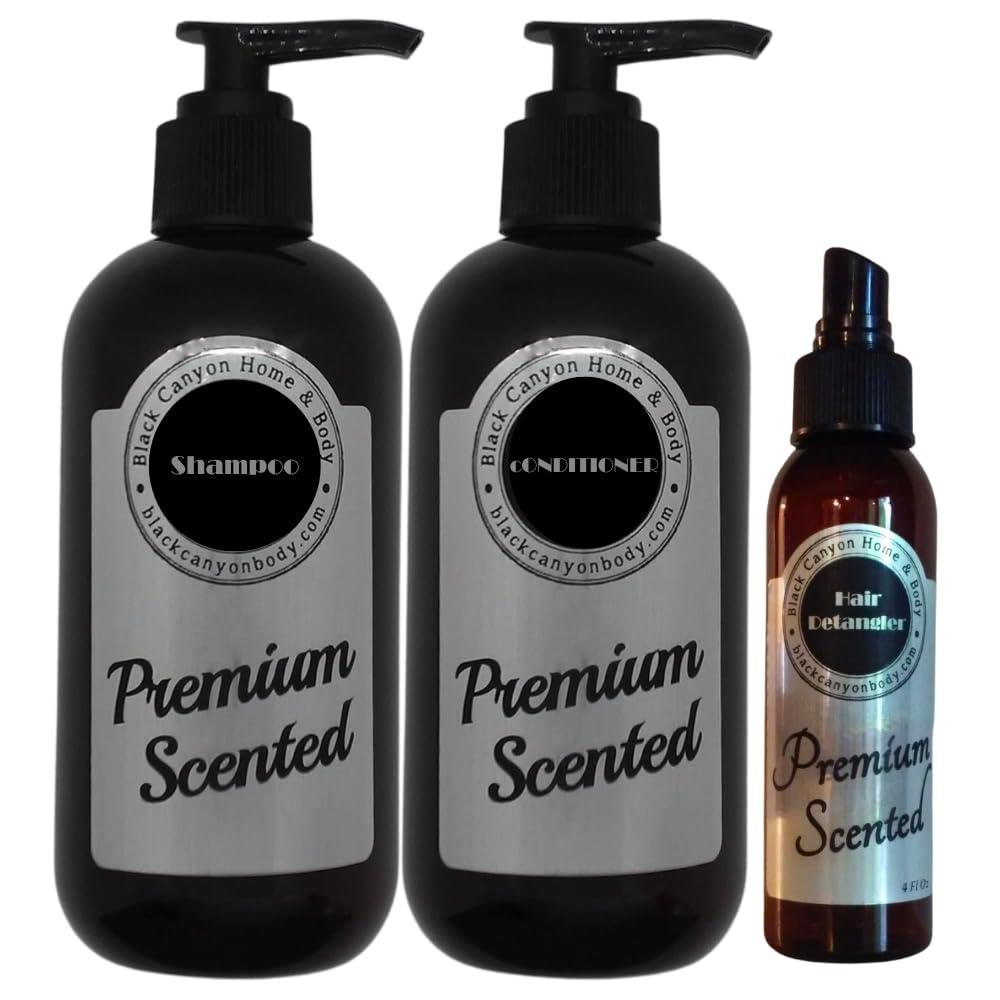 Black Canyon Home and Body Black Canyon Frankincense & Golden Myrrh Scented Argan Oil Shampoo Conditioner and Hair Detangler Set, 16 Oz