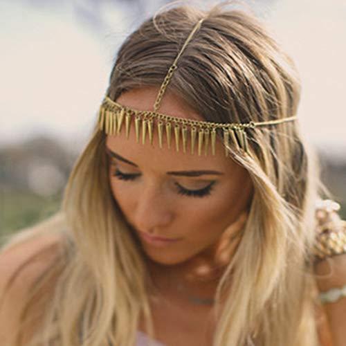 Fdesigner "Fdesigner Boho Gold Moon Hair Chain Head Chain Layered Headpiece Weddding Festival Hair Accessories for Women and Girls"
