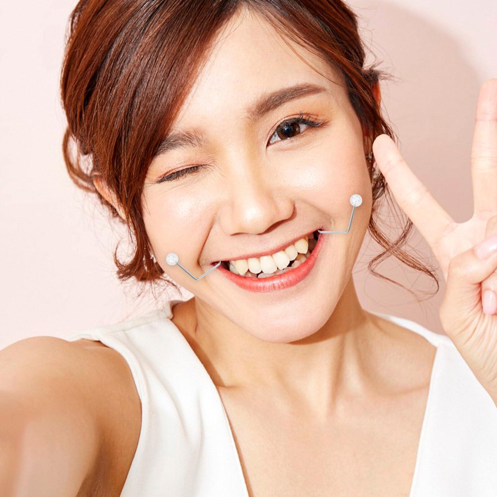 NOLITOY NOLITOY 2pcs Dimple Makers Dimple Trainer For The Face Mask Maker Smile Trainer Facial Exerciser Easy to Wear and Develop Natural Dimples Beauty Tools White