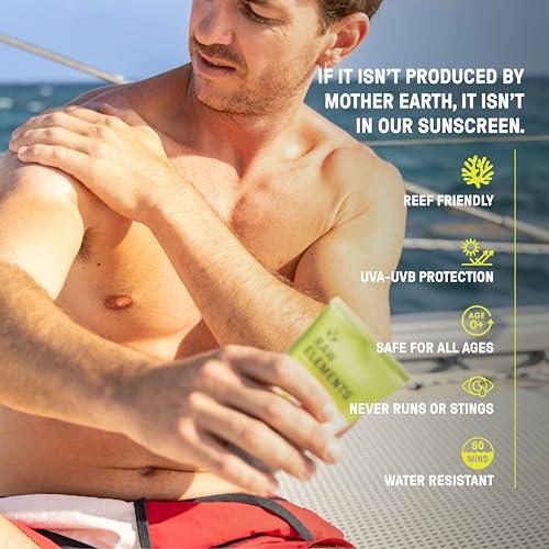 RAW ELEMENTS Raw Elements Face and Body Mineral Sunscreen SPF 30 Tube, Organic Sunblock Daily Protection, Non Toxic Reef Safe, Water Resistant, Cruelty Free, 3 oz (Pack of 1)
