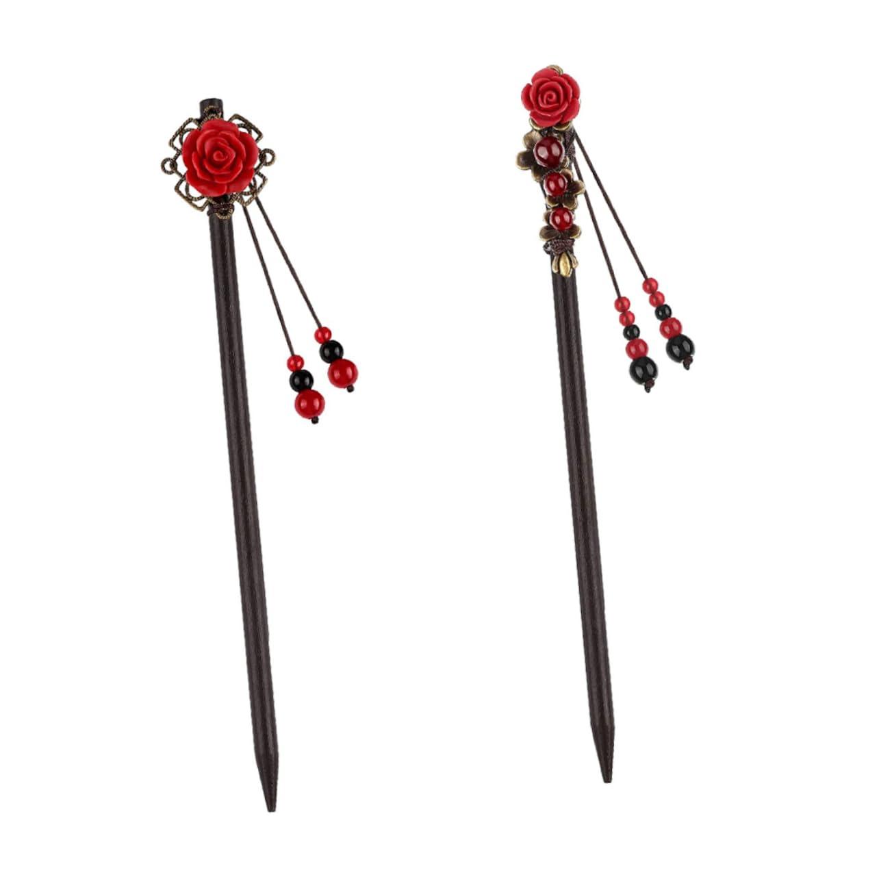 NOLITOY NOLITOY 2 Hair Chopsticks Chinese Hair Sticks Flower Hair Pins Hair Clips for Buns for Parties