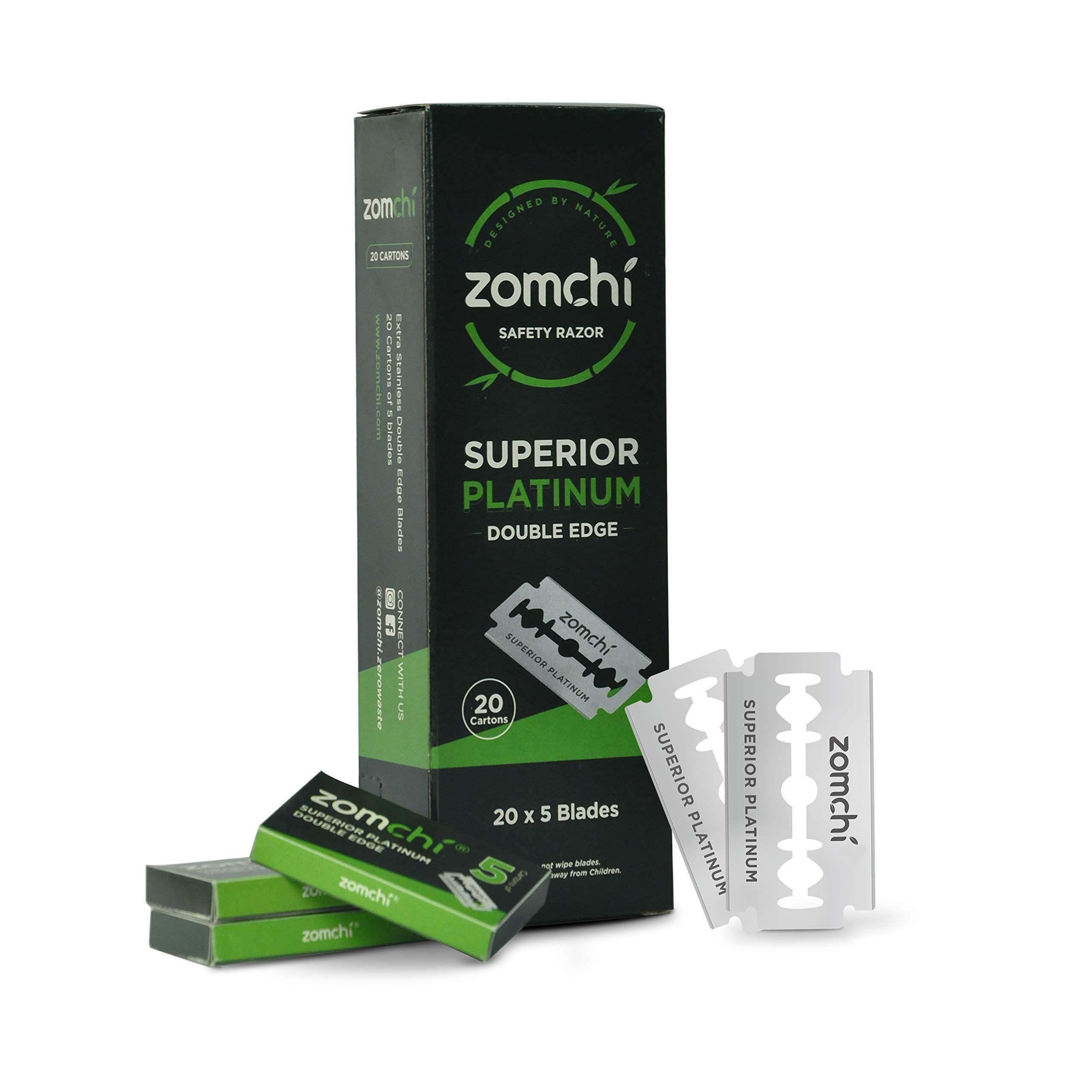 ZOMCHI Rose Gold Double Edge Safety Rzor+100 Counts Safety Razor Blades