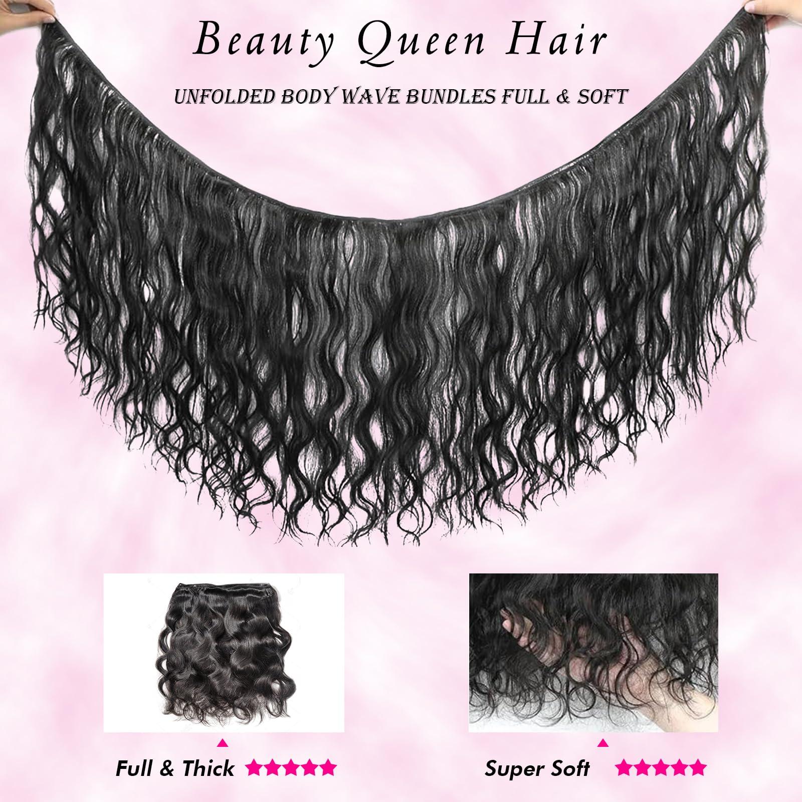 Beauty Queen Beauty Queen 16A Body Wave Bundles Human Hair (22 20 18 Inch) 100% Unprocessed Virgin Remy Human Hair 3 Bundles Full And Thick Quick Weave Hair Bundles Natural Color Hair Extensions