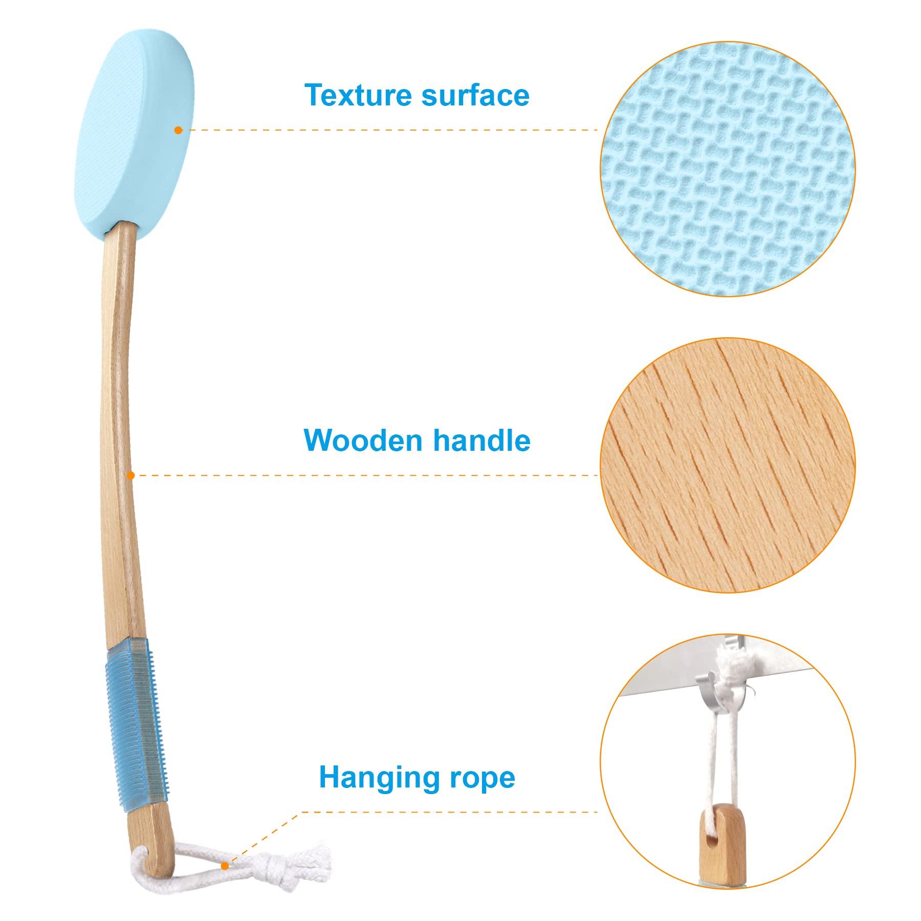 AmazerBath AmazerBath Lotion Applicator for Back, Feet, 4 Replaceable Pads with 1 Long Handled, Back Sunscreen Applicator for Elderly, Women, Apply Cream Medicine Skin Cream Moisturizer Sunscreen Tanner, Blue