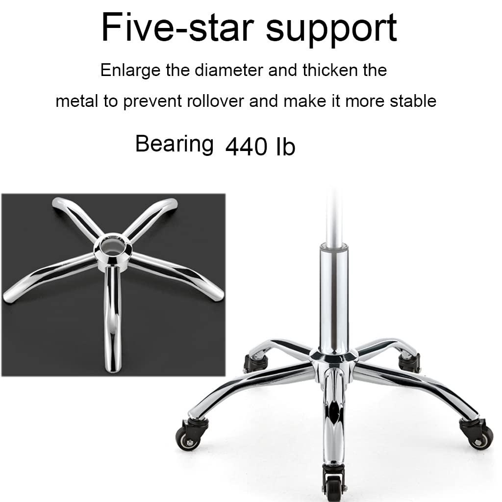Dntum Stainless Steel Round Rolling Work Stool with Wheels,Load-Bearing 440 Ib, Heavy Duty Swivel Height Adjustable Shop Stool, Drafting Spa Salon Massage Beauty Stools Gold