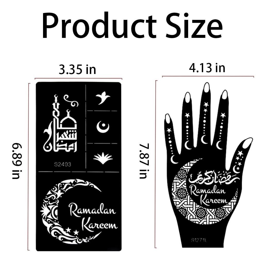 XMASIR Xmasir 10 Sheets Henna Tattoo Stencil Kit Ramadan Tattoo Templates Temporary Tattoos Stickers Reusable Set for Body Art Paint