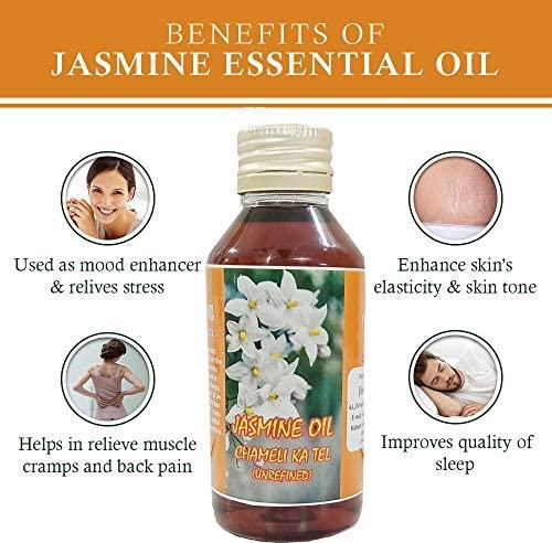 Jioo Organics Jioo Organics Chameli Oil for Hanuman Puja Chola Jasmine Oil Unrefined Hair and Skin Care (100 ml Each) -Pack of 2