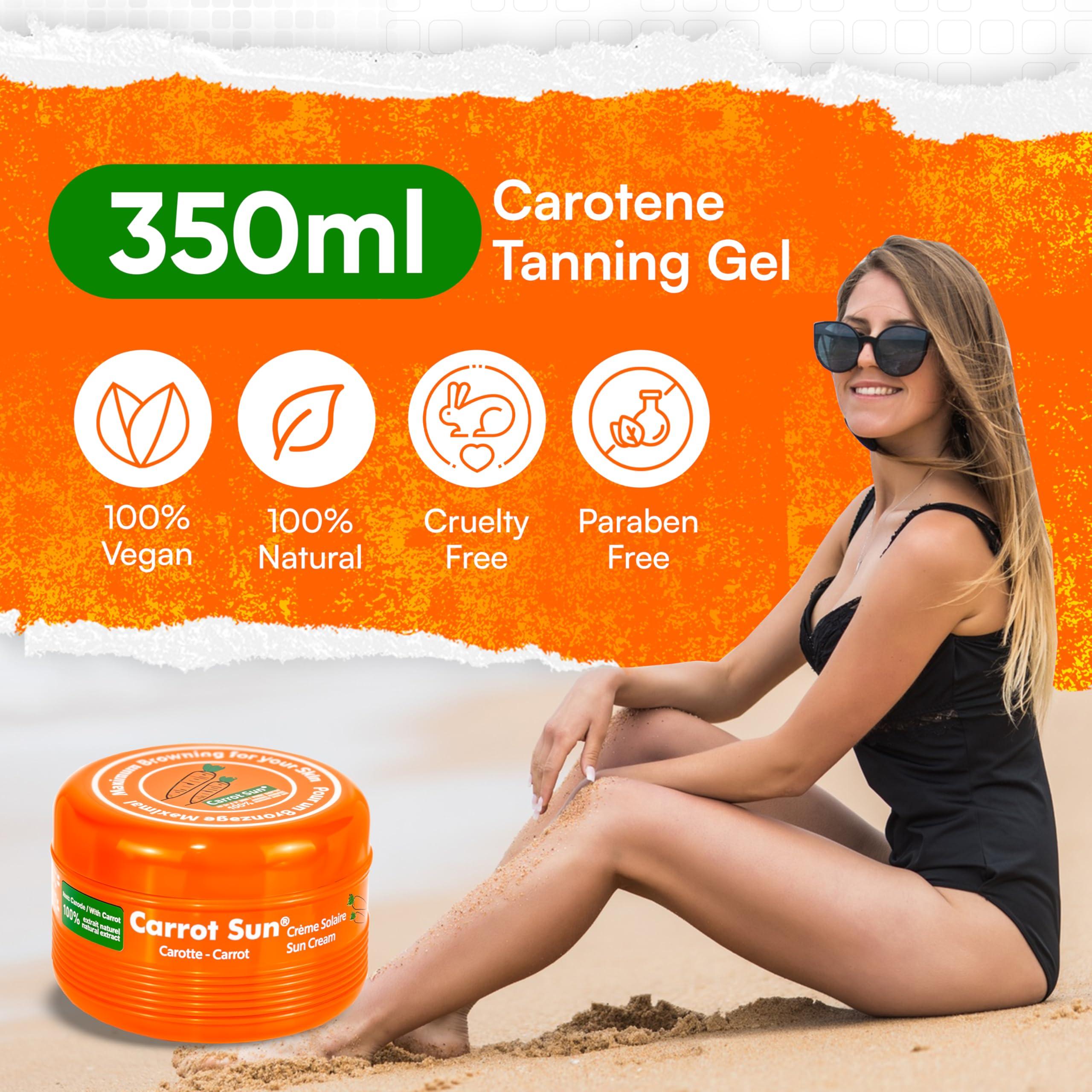 Carrot Sun Carrot Sun Tanning Accelerator 350ml Carotene Intensive Tanning Gel Natural Extract Sun Cream Tanning Lotion for All Skin Types Tan Lotion with Carrot Oil for Even Beautiful Skin Coloring - SPF0