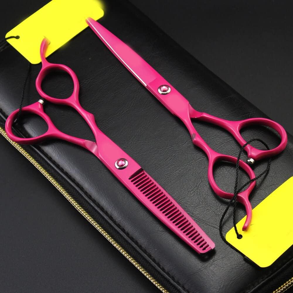 MAYiT Hair Cutting Scissors, 6.0inch Japan left hand 440C rose red Hairdressing Scissors Cutting Shears Custom Scissors Barber Hair Scissors