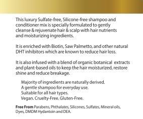 Idyllicskin Biotin and Saw Palmetto Botanical Shampoo and Conditioner, with Argan oil, Tea tree oil, Ceramide, Keratin, Rosemary, Sulfate-free Silicone-free (3 packs)