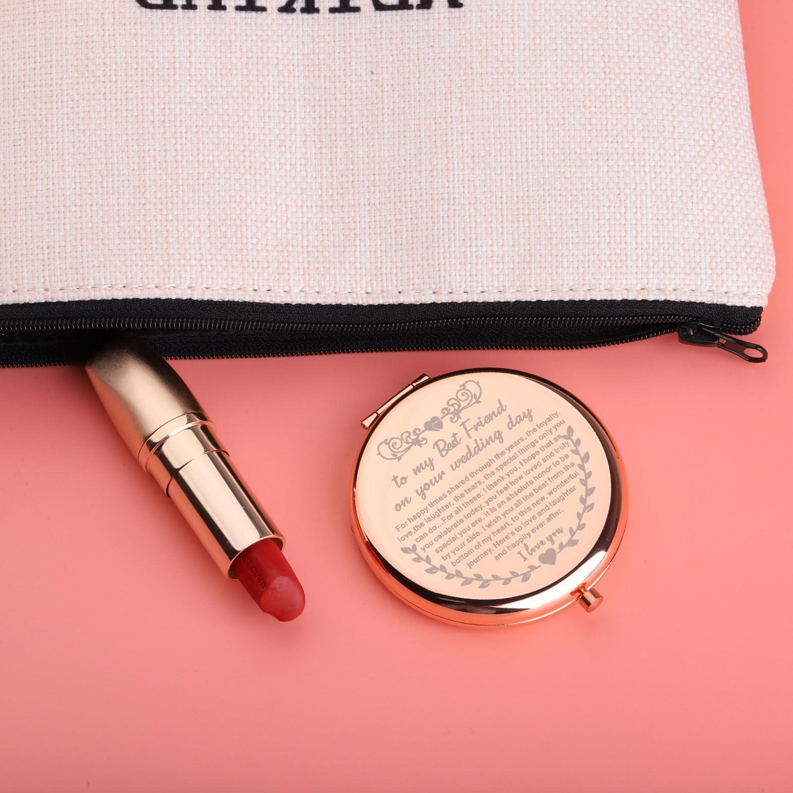 UJIMS UJIMS to My Best Friend on Your Wedding Day Gifts for Bride Best Friend to Bride Makeup Mirror Wedding Gift for Bride (Best Friend to Bride Mirror)