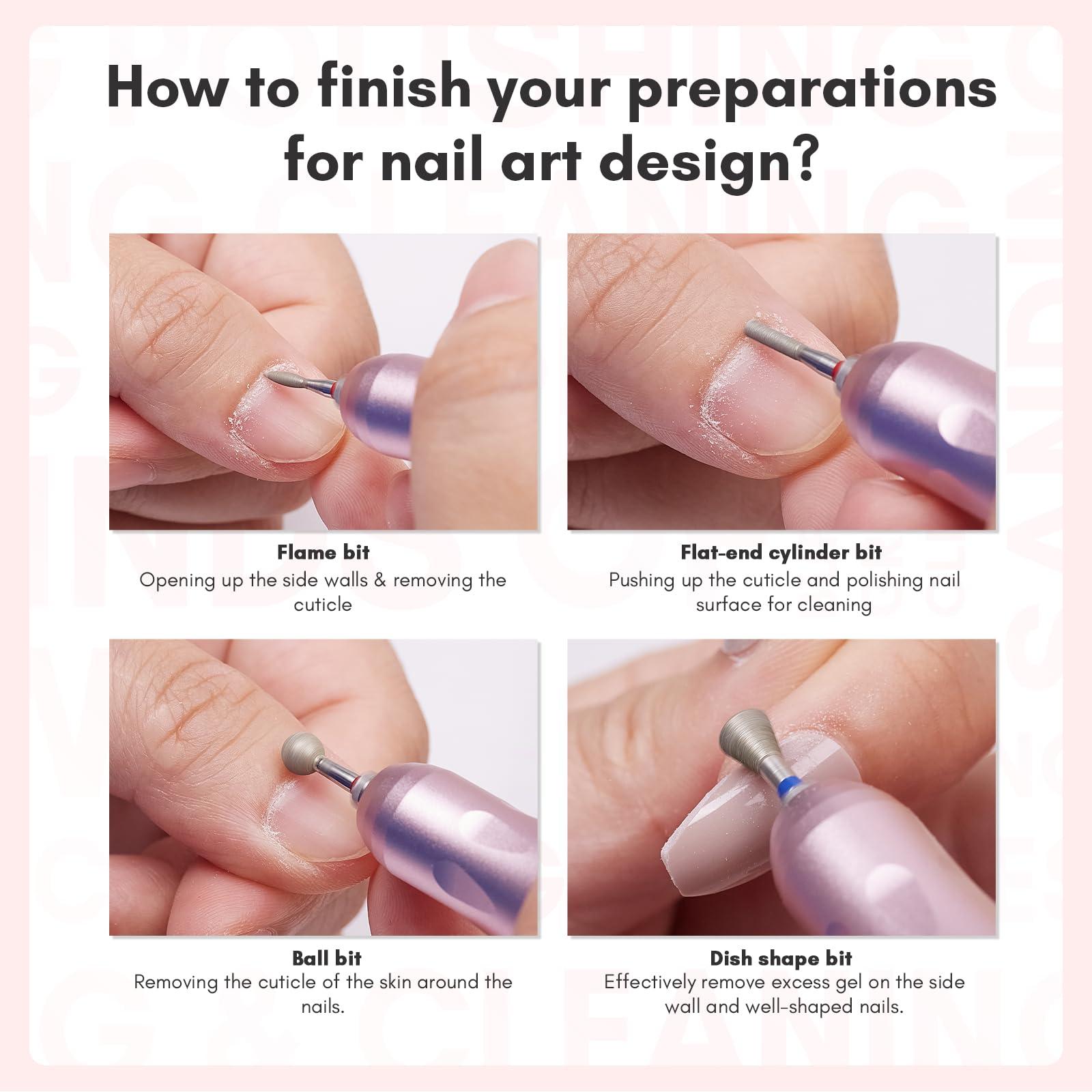 Makartt Makartt Nail Drill Bits, 10Pcs Dimond Sanding Bit Set Bundle With D700 Nail Drills for Acrylic Nails Professional 30000RPM Manicure Tools