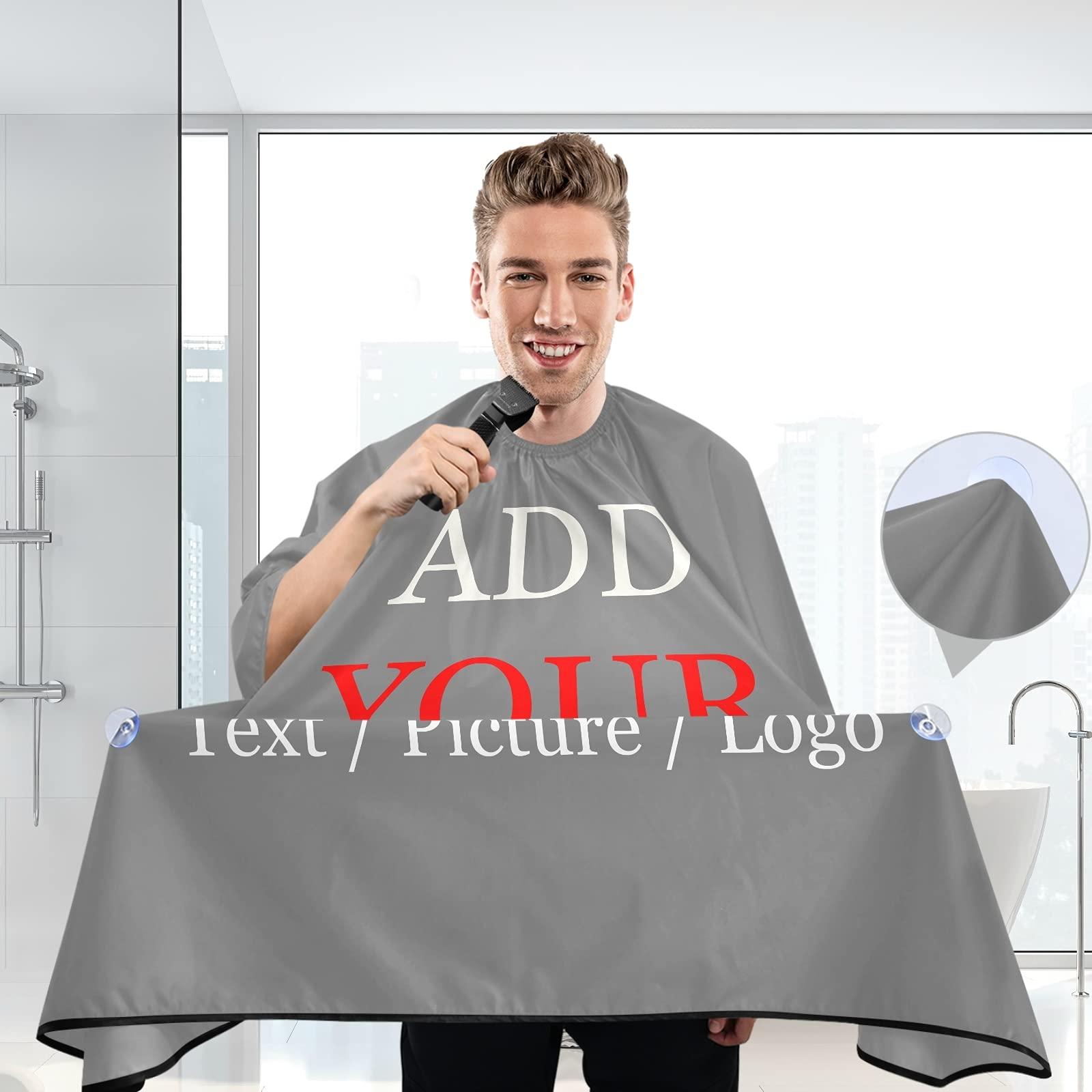 JUNZAN Professional Haircut Cape Apron Gown - Custom Designed your Photo Logo, Men Beard Bib with Adjustable Closure, Waterproof Barber Capes 65\"X55\"