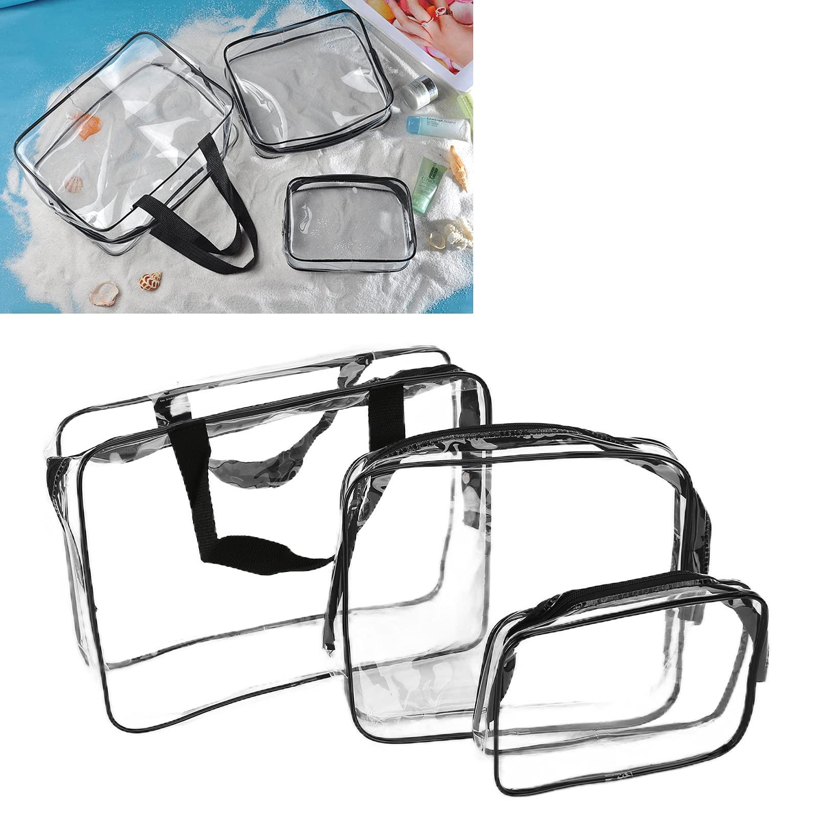 Uplory Uplory Makeup Bag, Cosmetic Bag Pvc Transparent Thickness Easy To Clean Ell Structured Sturdy Zip Fastener, 3Pcs Travel Toiletry Bag For Travel Gym Bathroom Bedroom Daily Carry