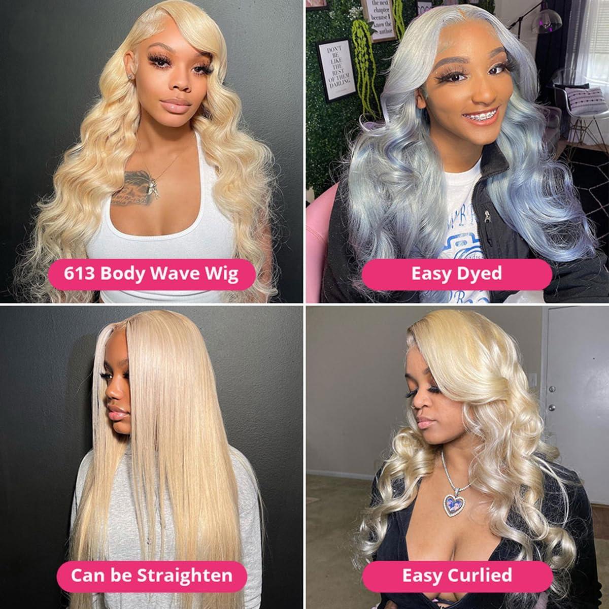 SIYUSI SIYUSI Blonde Wig Human Hair Pre Plucked with Baby Hair 613 13x6 lace front wig human hair 28inch 180% Density Lace Frontal Wig Transparent Body Wave Lace Front Wig