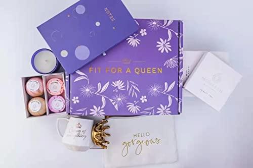 Monarch Gift Company Birthday Gifts for Women Royal Queen - Relaxing Thank You, Anniversary, Mothers Day Gift Basket - Gifts for Mom, Best Friend, Sister and Daughter - 12 Pack Gift Box Set with Greeting Card