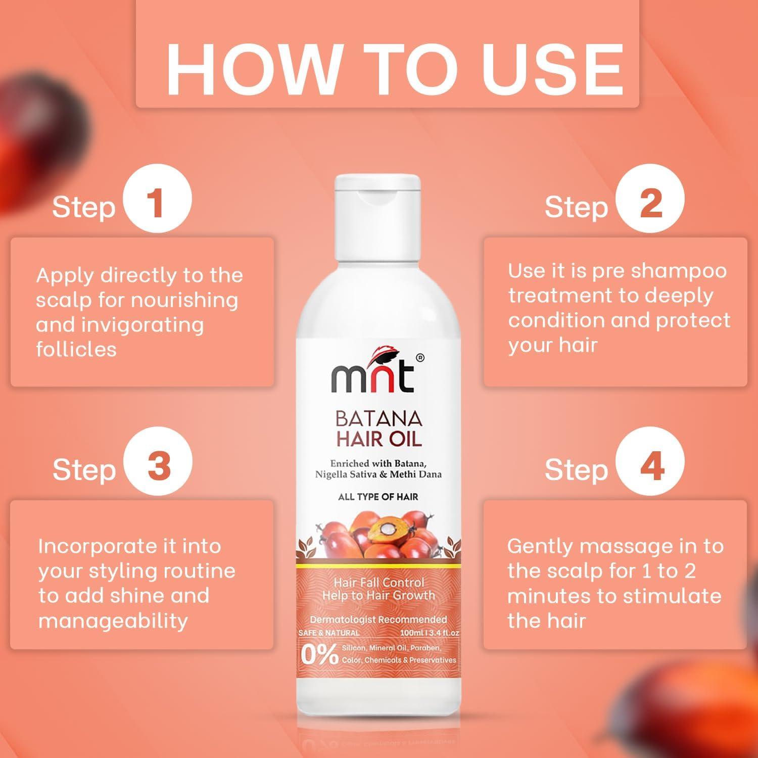 M.N.T. Generic M.N.T. Batana Oil for Hair Growth with Methi Dana & Curry Leaf | Promotes Thicker, Shiny, Stronger & Healthy Hair | Pure Batana Oil for Hair Growth and Hair Fall Control | 100 ml, white