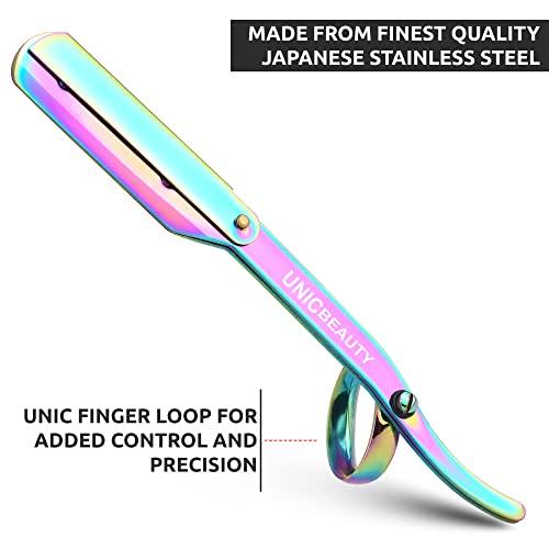 UNIC BEAUTY Straight Razors for Men - Professional Barber Razor for Close Shave with Premium Quality Edge, Blades Pack & Maintenance kit included with Pouch