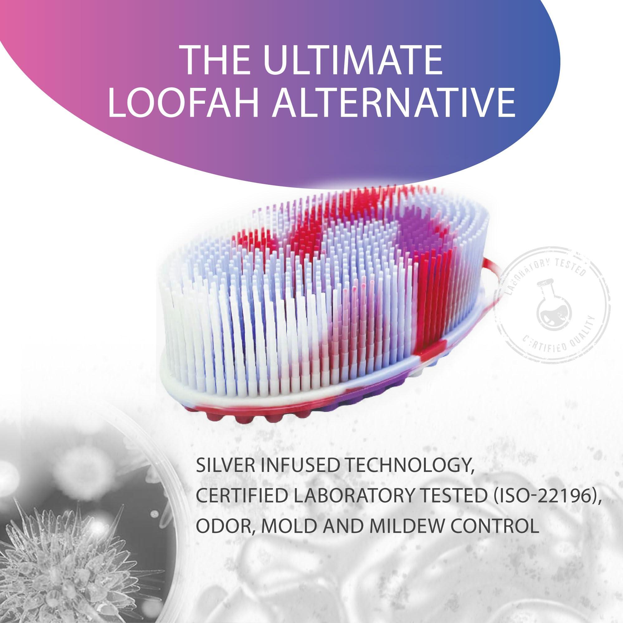 Avilana Avilana Silicone Exfoliating Body Scrubber Dual-Sided Silicone Loofah for Shower, Body Scrubber for Men & Women, Gentle Loofa Alternative, Easy-to-Clean Silicone Body Scrubber (Marbled with Silver)