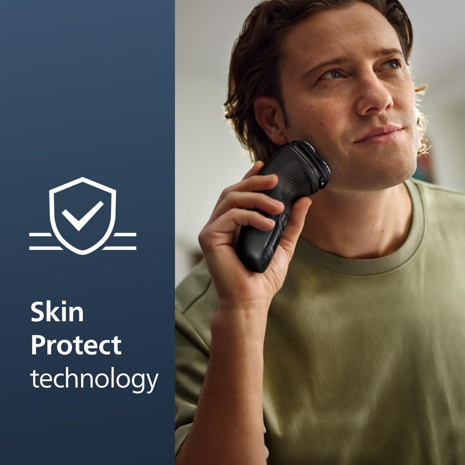 Philips Norelco Philips Norelco Shaver 3900, Rechargeable Wet & Dry Electric Shaver with Pop-up Trimmer, Charging Stand, Travel Storage Pouch, Protective Cap, Space Gray, S3341/92