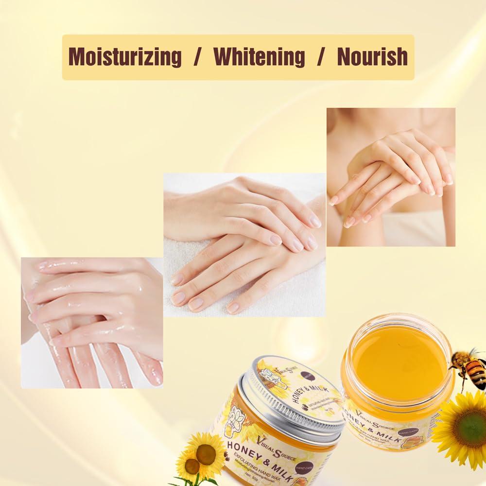 visualsource visualsource Honey Milk Hand Wax Mask Moisturizing Hands Paraffin Peel Off Wax Hydrating Nourishing Hand Repair Skin Hand Film Cream Exfoliating Calluses For Cracked Hands,Dry,Aging Hands