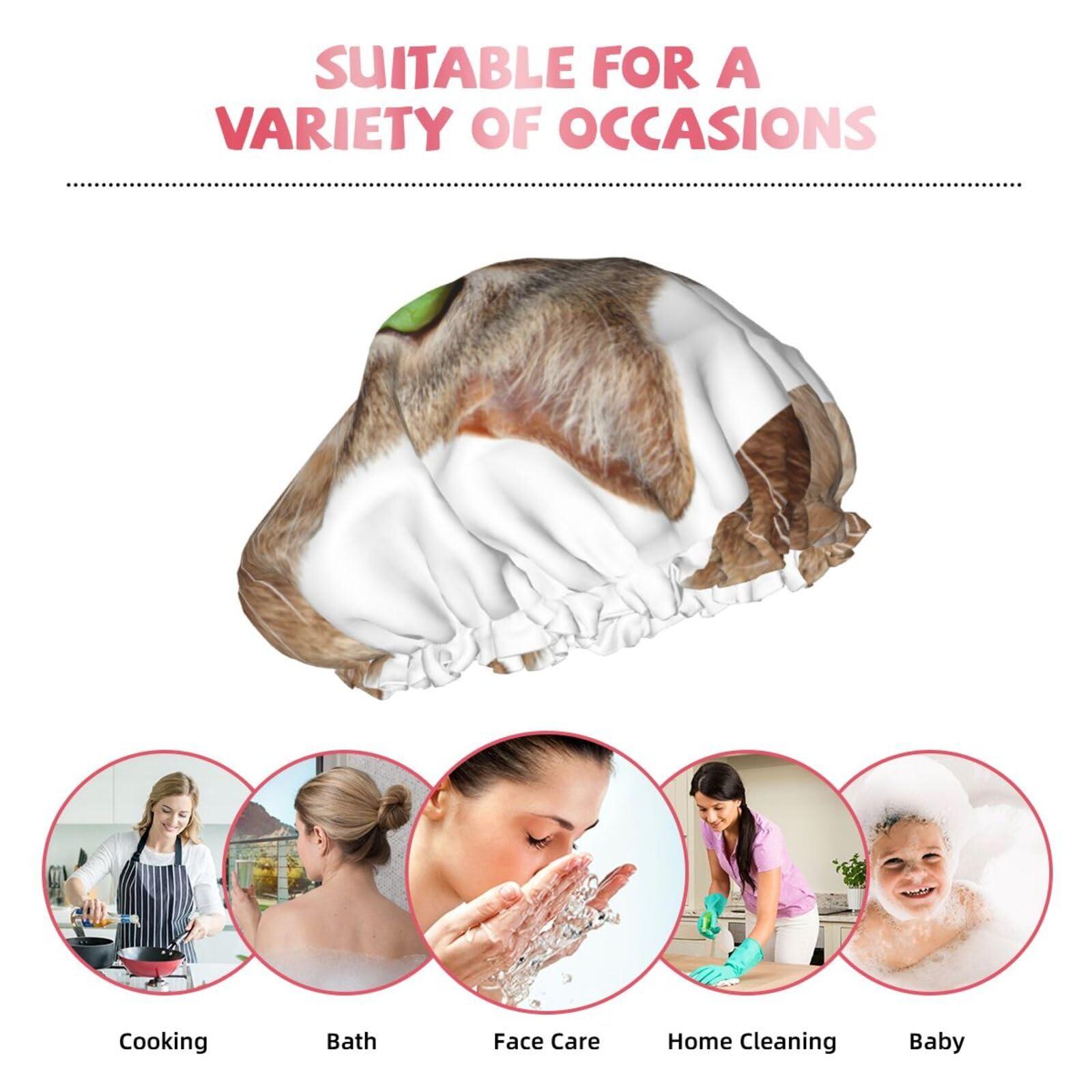 KArFri funny cat Large Shower Cap For Women Men Reusable Shower Caps Waterproof Shower Cap For Braids & Long Hair shower bonnet with PEVA lined&Elastic Band Fashion showercap