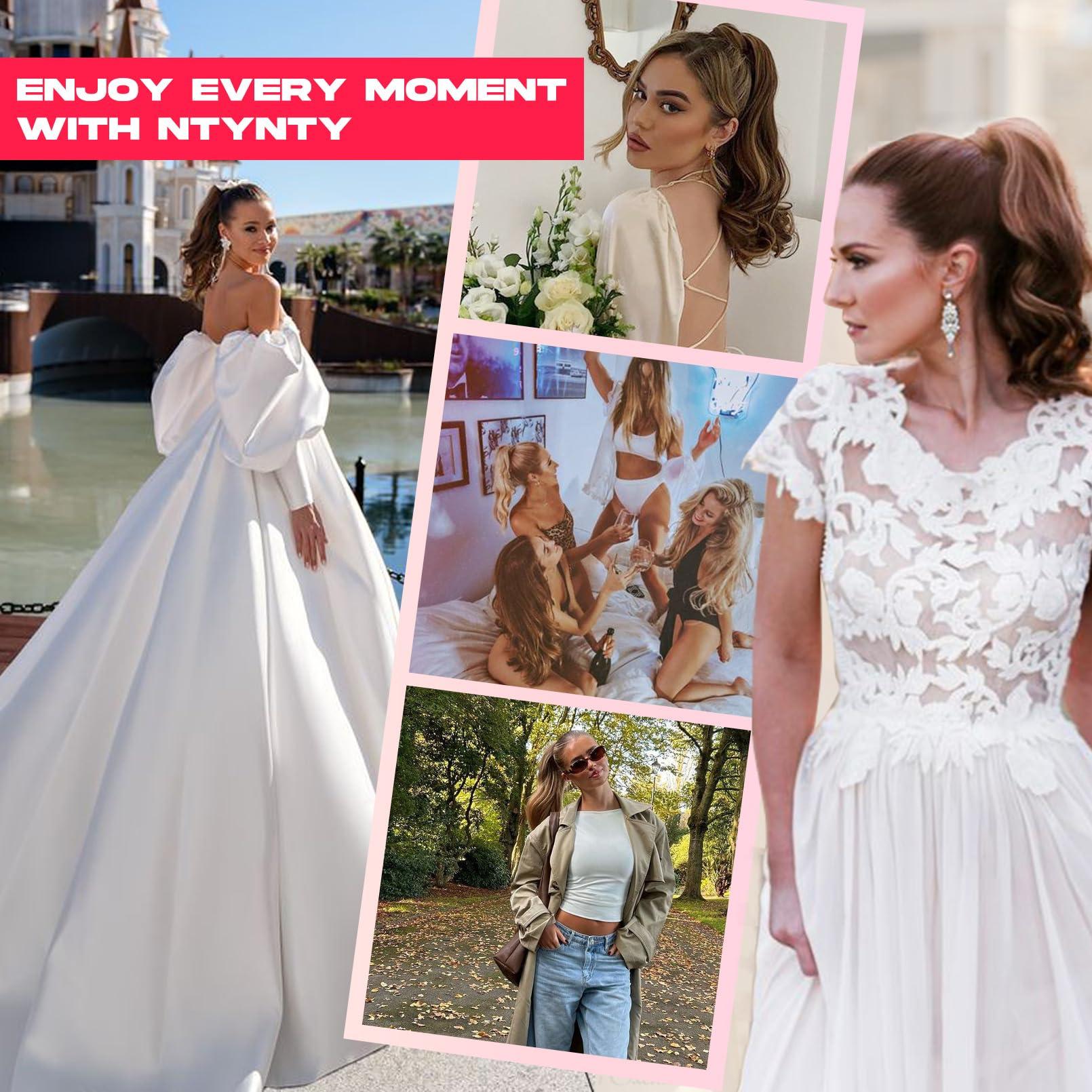 NTYNTY NTYNTY Ponytail Extension, 14\" Claw Clip in Ponytail Hair Extensions Natural Soft Synthetic Layered Wavy Pony Tail Hair Pieces for Women - Light Blonde