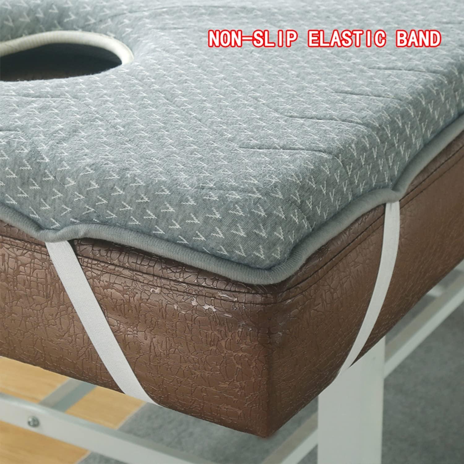 NinthAvenue Basics Massage Table Mattress Pad with Round Head Memory Foam Mattress Topper for Spa Bed Professional Massage Accessories Non-Slip Beauty Bed Mattress with Breathing Hole,Beige,70x185cm