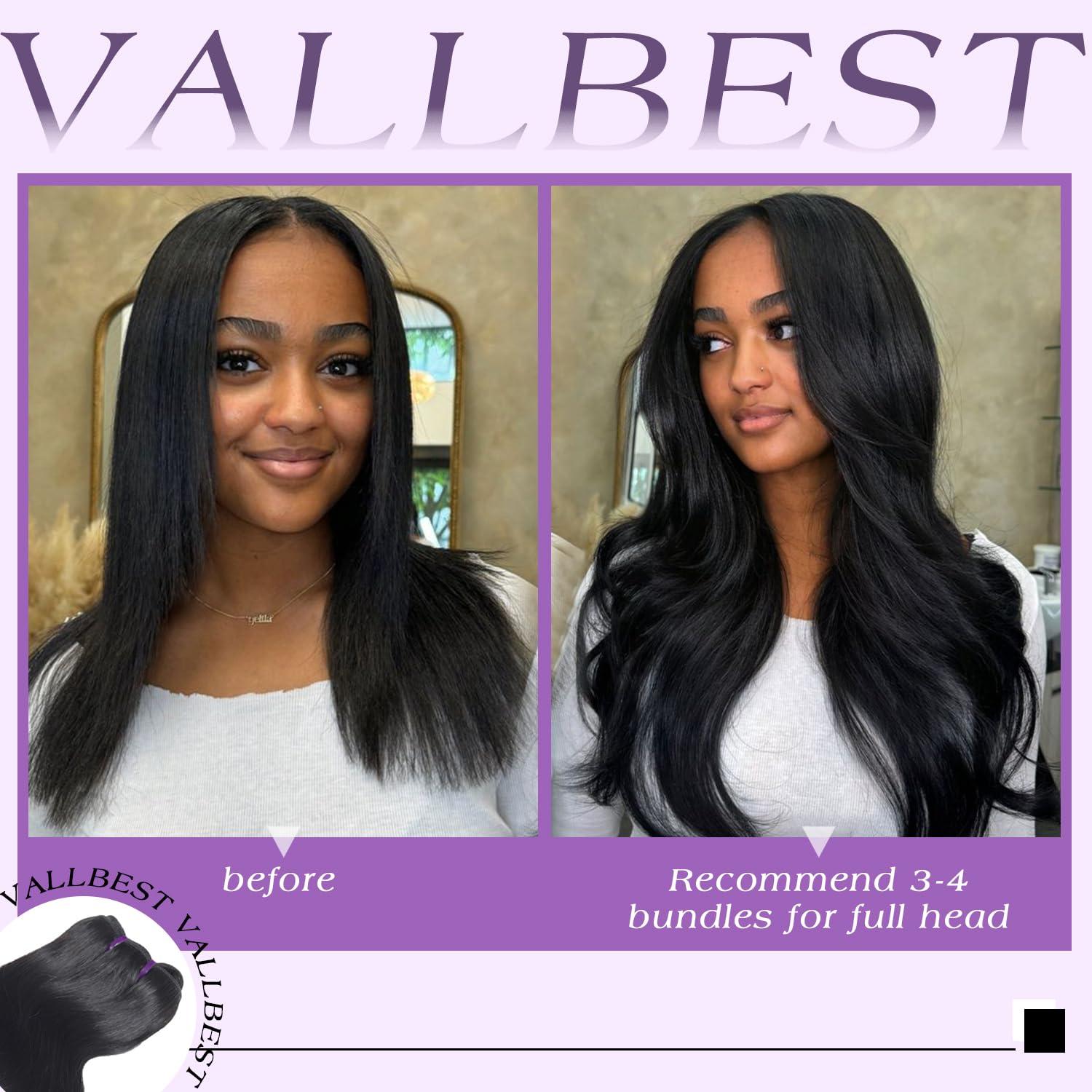 Vallbest Bundles Human Hair Body Wave 20 20 20 Inch 3 Bundles Human Hair 16A 100% Unprocessed Brazilain Virgin Hair Bundles Body Wave Human Hair Extensions Natural Black