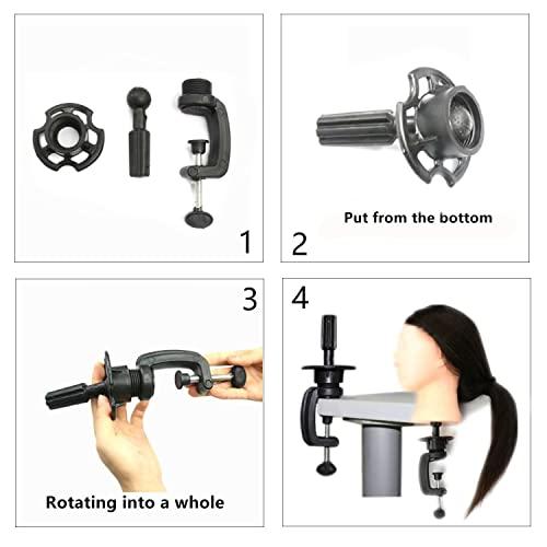 Pykisfp Mannequin Head with 60% Real Hair, Hairdresser Practice Training Head Cosmetology Manikin Doll Head with 9 Tools and Desktop Stand, Air Cushion Comb,Makeup On (Brown)