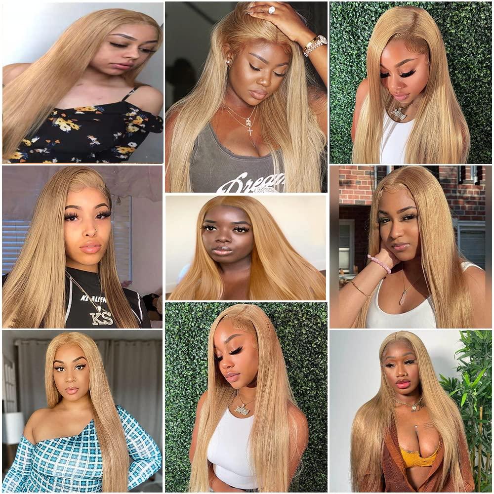 Hiaplame Honey Blonde Bundles Brazilian Virgin Remy Hair - Straight, Soft, No Tangle, 24-28 inch, 27 Bundles