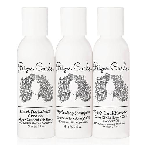 Rizos Curls Rizos Curls Trio Travel Curl Kit, Includes Travel Hydrating Shampoo, Travel Deep Conditioner, Travel Curl Cream, Gently Cleanse, Hydrate and Style, For All Curl Patterns 2a - 4c, 3 pack of 2 oz