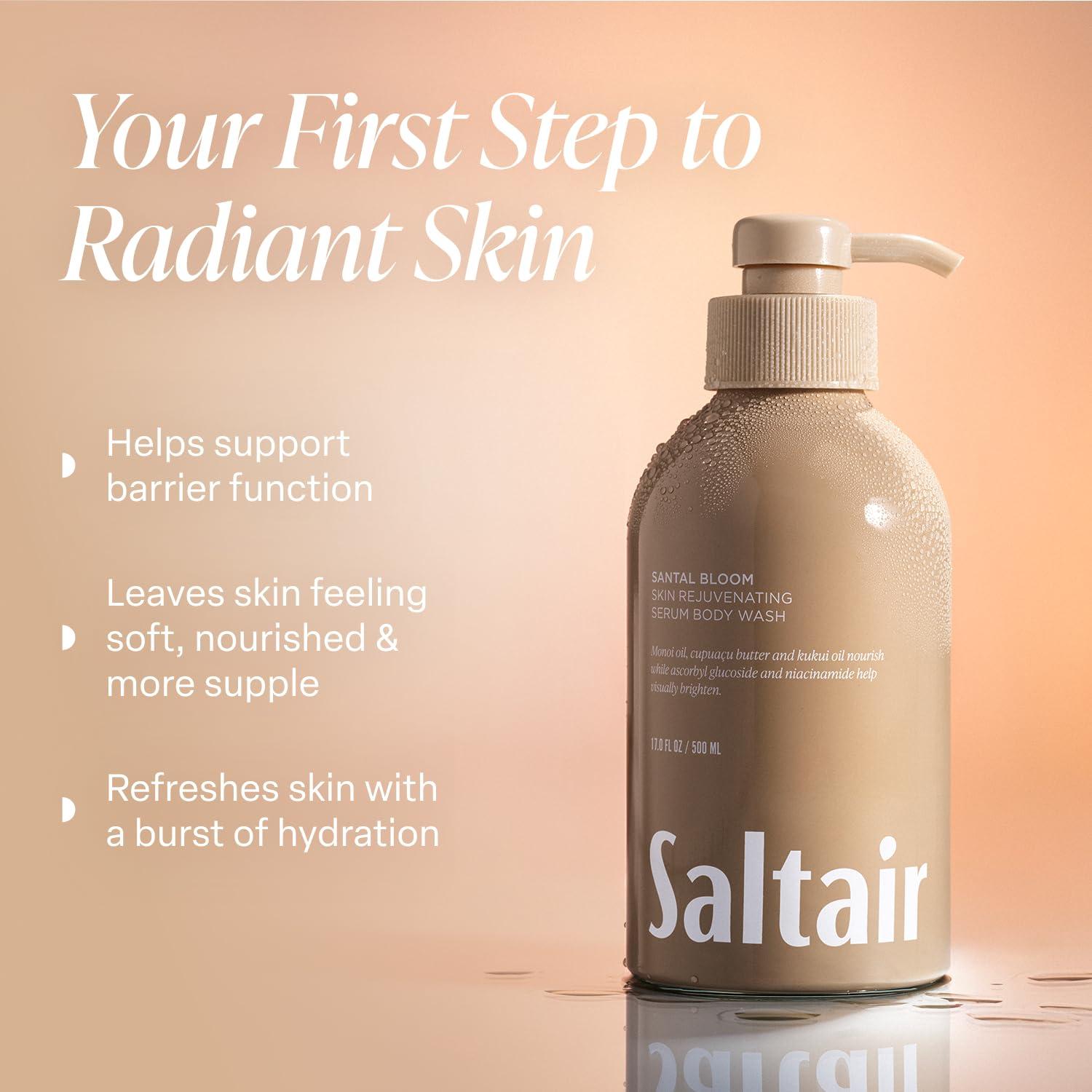 Saltair Saltair Body Wash, Santal Bloom 2-Pack. Moisturizing Body Cleanser with Monoi Oil and Cupuacu Butter. Luxury Shower Gel for Women. Vegan, Cruelty-Free Paraben Free. 2x 17oz Pump Bottles