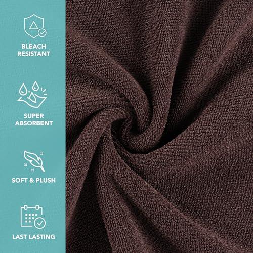 Arkwright LLC Arkwright Bleach Proof Salon Towels Bulk - (Pack of 24) Ultra Soft, Gentle Microfiber, Highly Absorbent & Quick Dry Spa Facial Towel for Hair Stylist, Nail Shop, and Esthetician, 16 x 27 in, Brown