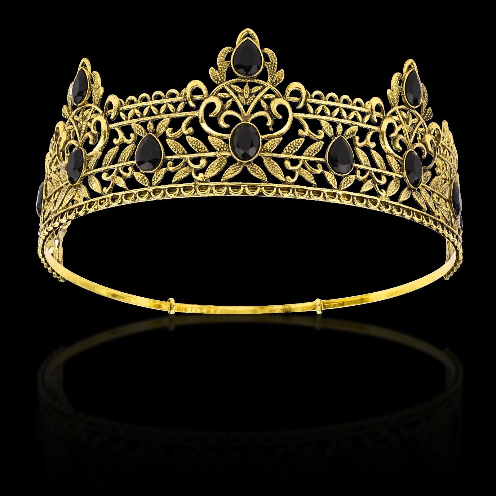 TOBATOBA TOBATOBA King Crowns for Men, Antique Gold Prom King Crown Medieval Crown Royal Crown Medieval Renaissance Costume Men Prince Crown Birthday Crown Boy Hair Accessories for Halloween Costume Cosplay