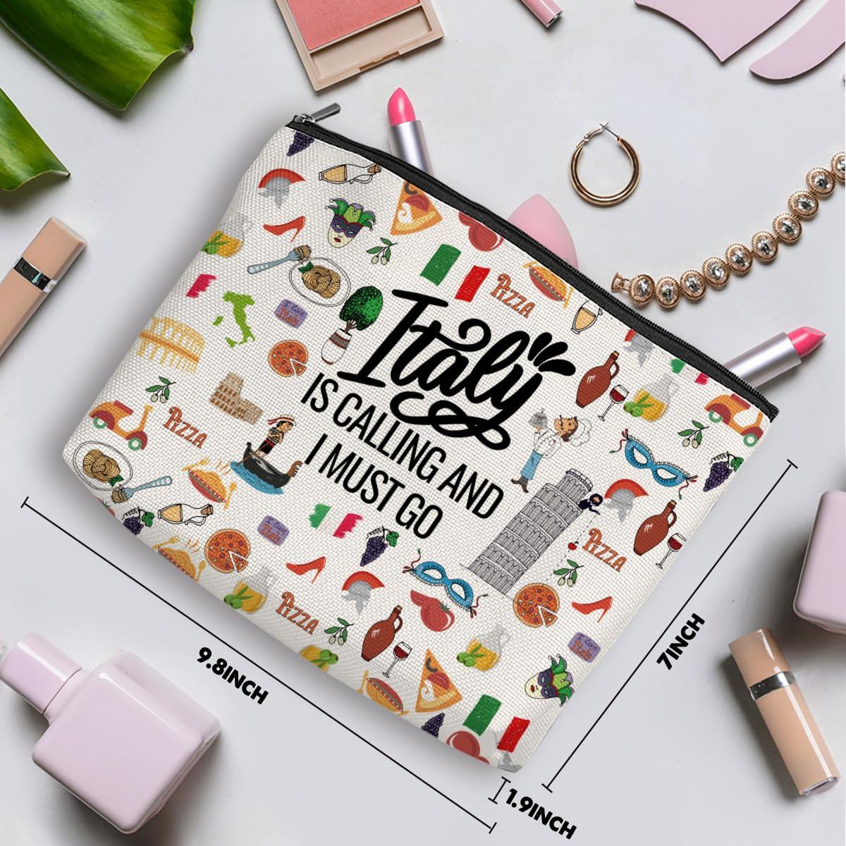 Chenyoumaoyi Italy Makeup Bag Italy Lover Gifts Italy Travel Souvenir Gift Cosmetic Bag Italy Accessories for Women Girls Mom Traveller Birthday Mothers Day Graduation Bachelorette Party Favors Girls Trip Gifts