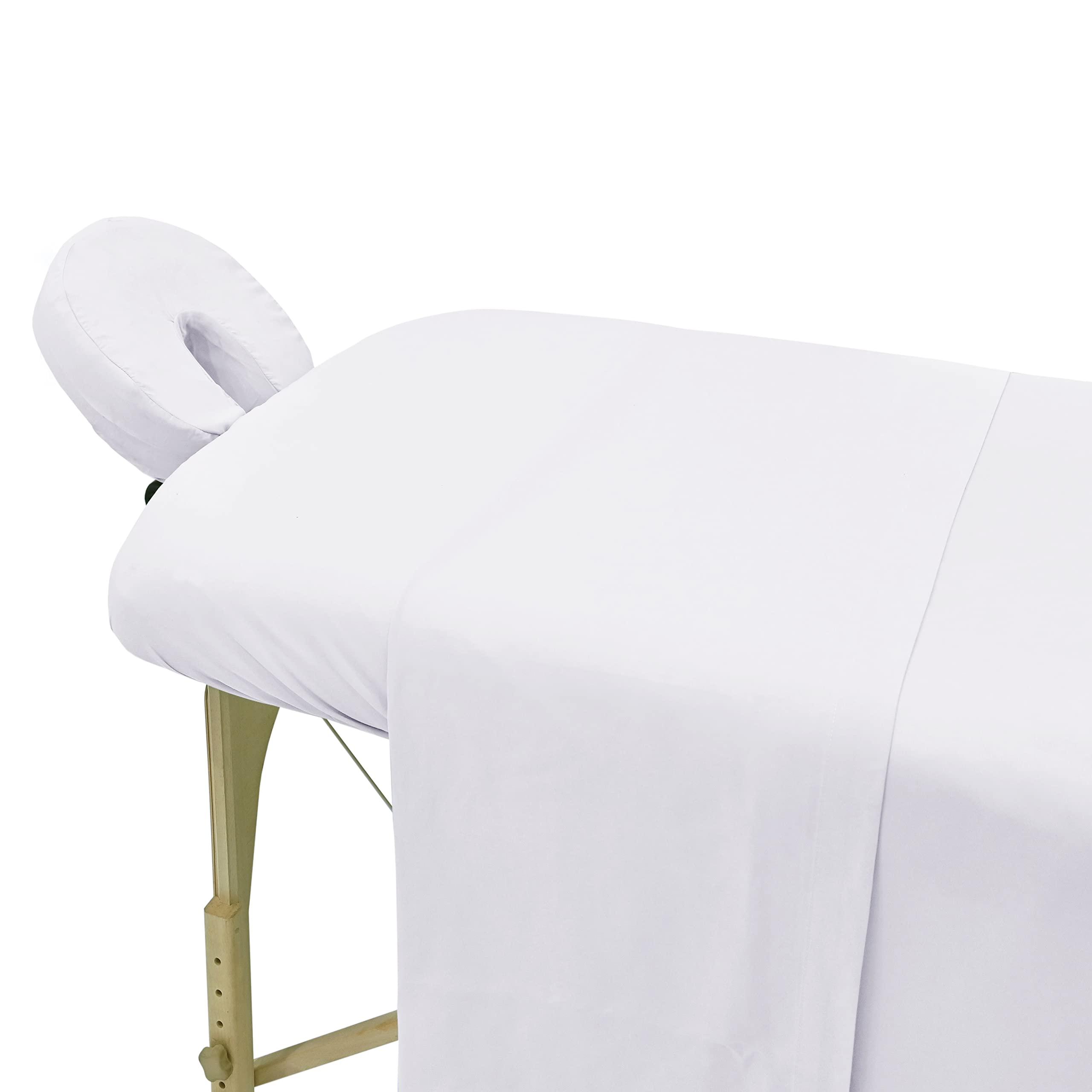 BODYWORKS LINEN BODYWORKS LINEN Wholesale Bulk 10 Full Sets Premium Premium Microfiber Massage Table Sheets Set 3 Pieces Full Set Massage Table Cover Flat Fitted Sheets face Cradle Cover (White)