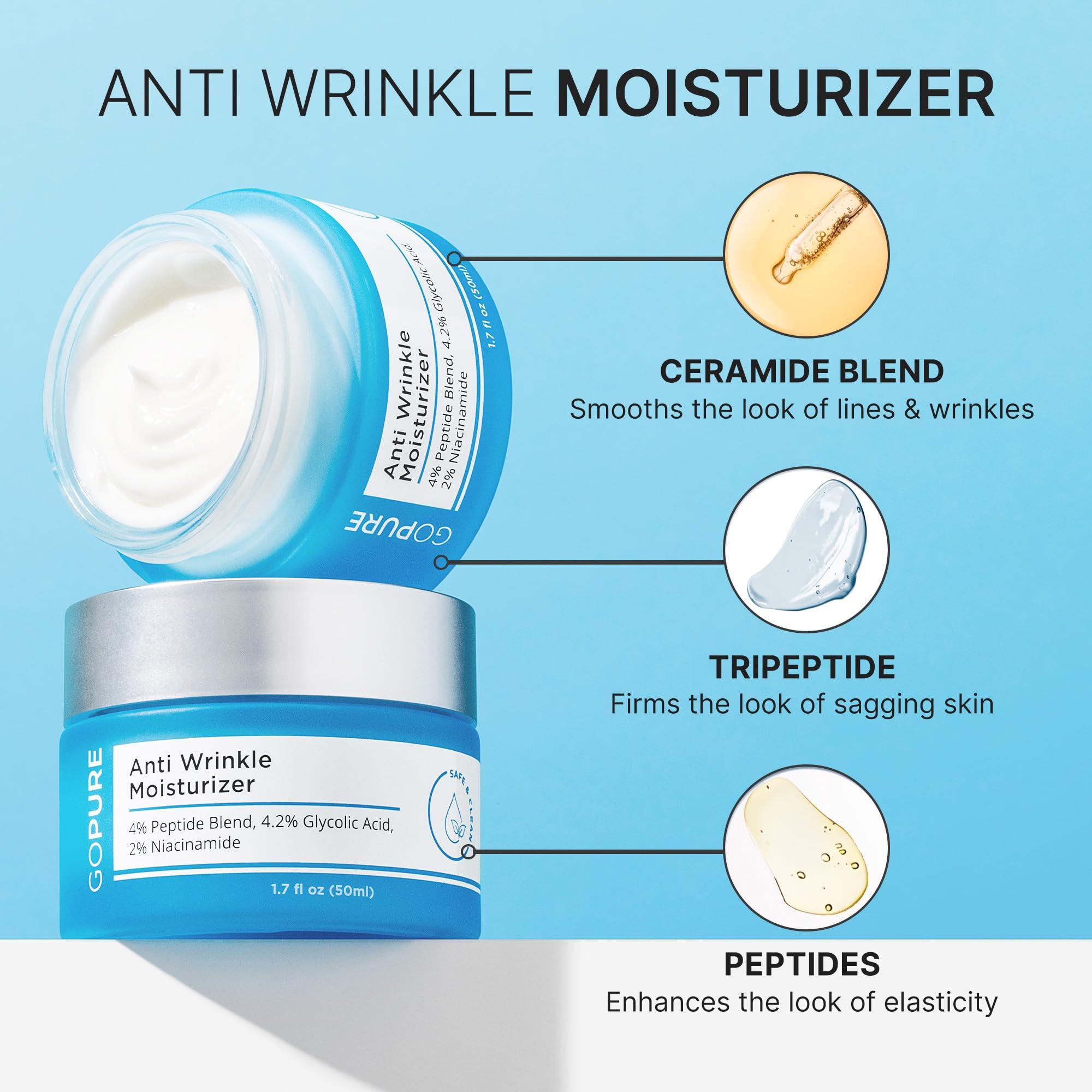 goPure goPure - Skincare Essentials Set - Anti Wrinkle Cream, Vitamin C, Dramatically Dewy and Firm & Lift Serums