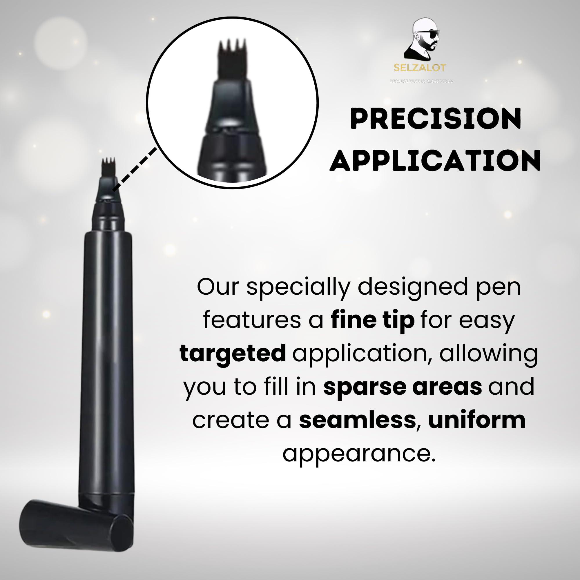 SELZALOT Beard Filler Pen kit Black Beard Pen with Brush Waterproof and Sweat Proof Barber Styling Pencil Long Lasting Marker Filler for Men Beard Grooming Kit Barber Accessories Beard Products