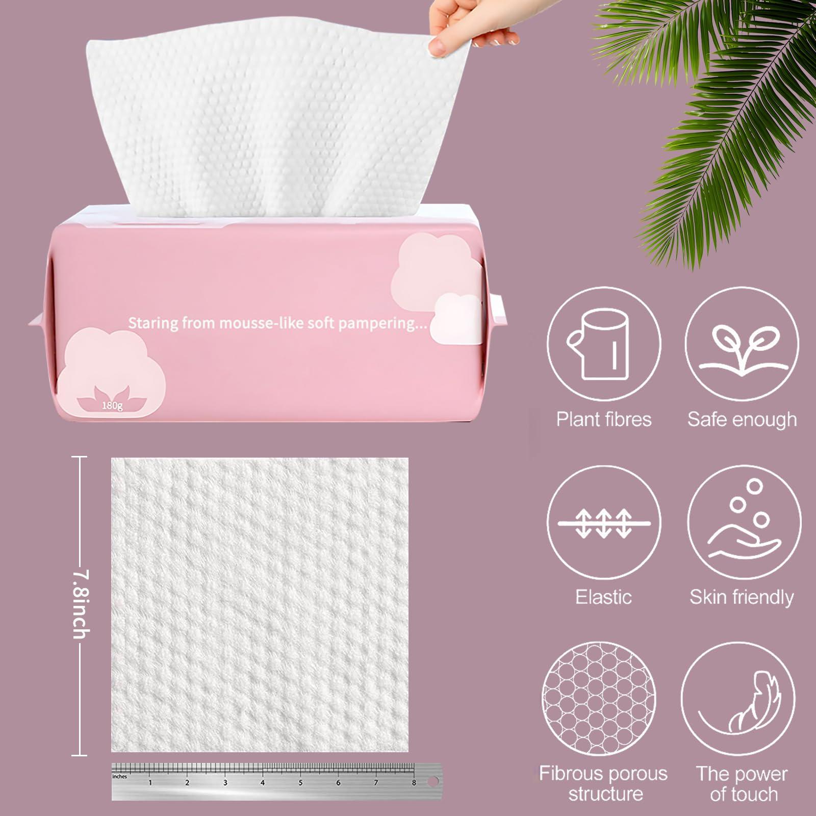 Cayxenful Cayxenful Disposable Face Towel Face Cloths for Washing Soft Cotton Dry Wipes Facial Cloths Towelettes for Washing and Drying, 100 Count Facial Tissue for Cleansing, Skincare and Makeup Remover