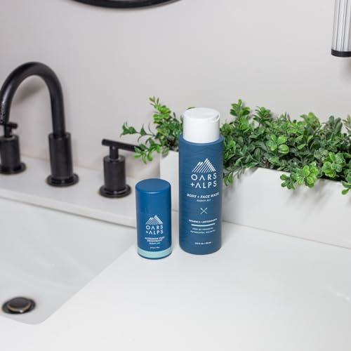 Oars + Alps Oars + Alps Mens Moisturizing Body and Face Wash, Skin Care Infused with Vitamin E and Antioxidants, Sulfate Free, Aspen Air, 2 Pack