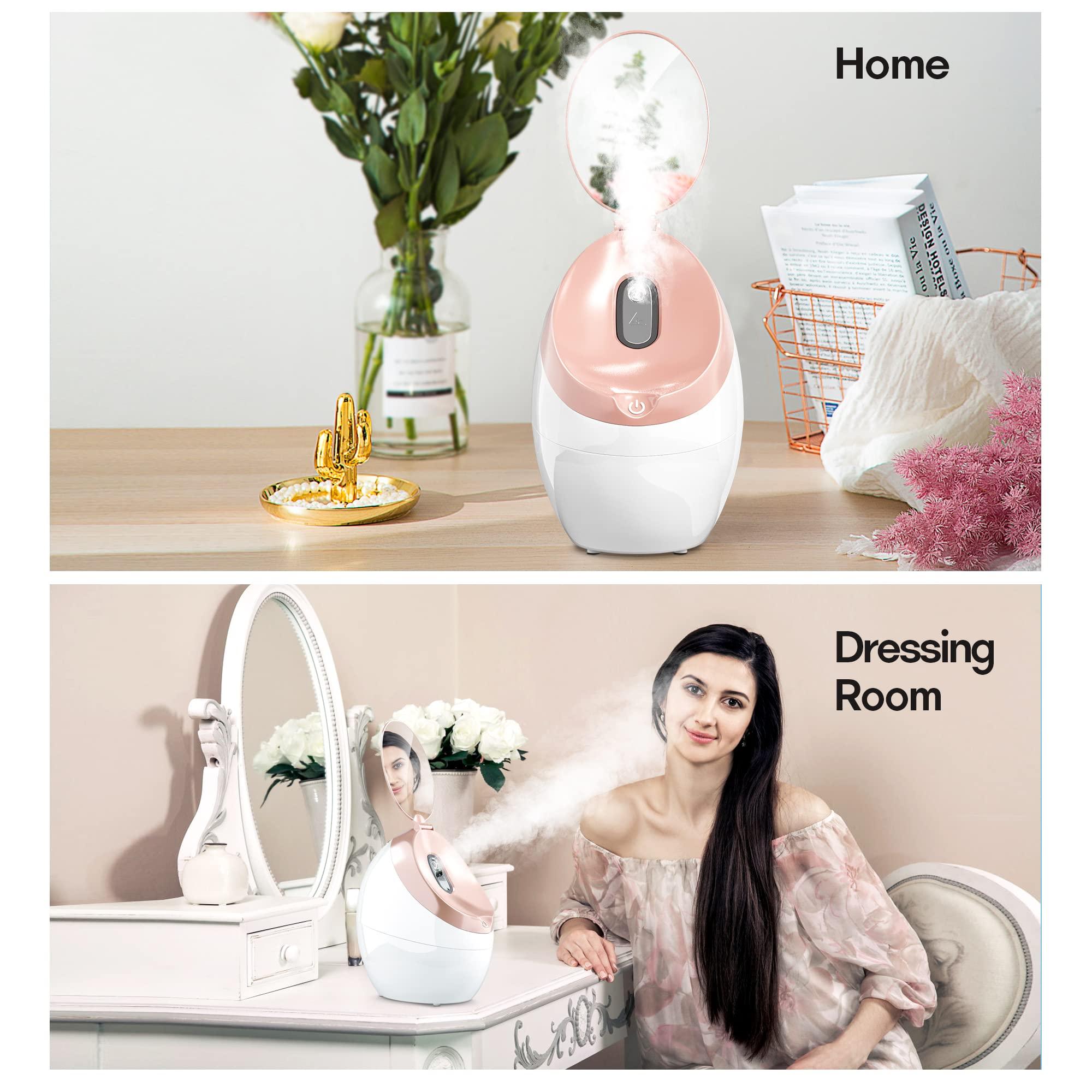 Kingsteam Facial Steamer- Professional Nano Ionic Facial Steamer- with HD Makeup Mirror - Oznoe Steamer - High Capacity - Suitable for Home with Mini Size